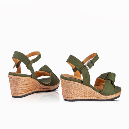 The Gaia Knot Canvas Wedge Sandals — The Classic Edit