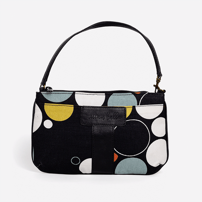 The Black Print Mini Tote Bag for Women, a handbag with geometric pattern on a white background