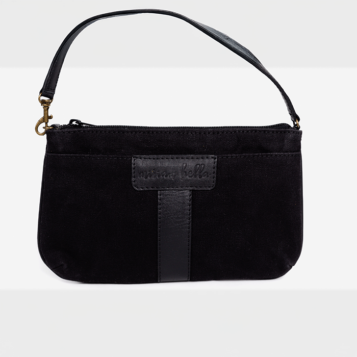 Black Mini Bag with a visible brand logo on a white background