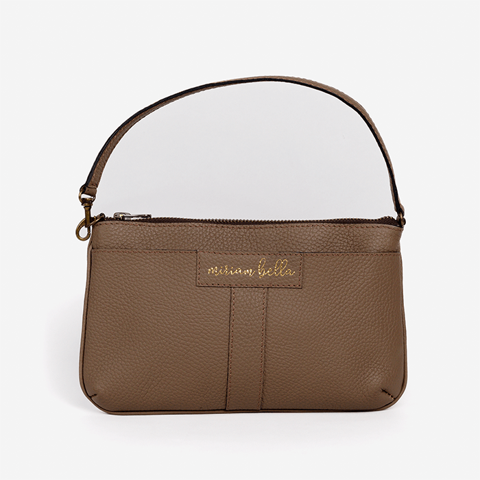 Mini Tote in Moss colour with a visible brand logo "Miriam Bella" on a white background