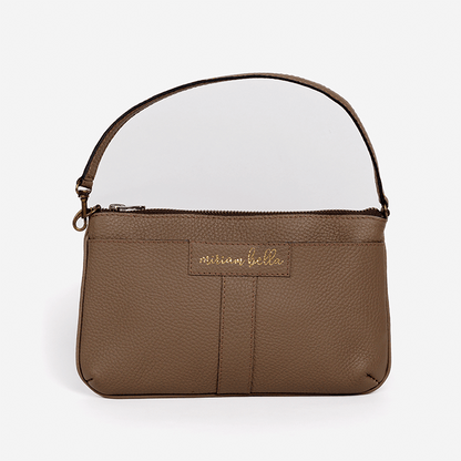 Mini Tote in Moss colour with a visible brand logo "Miriam Bella" on a white background