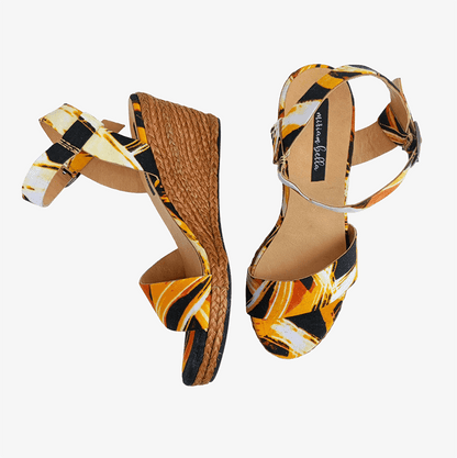 The Gaia Open Toe Printed Wedge Sandals | Limited Edition