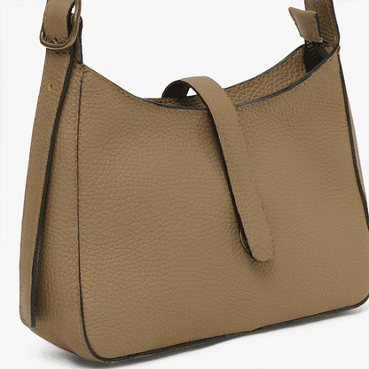 OIive leather mini shoulder Bag on a white background