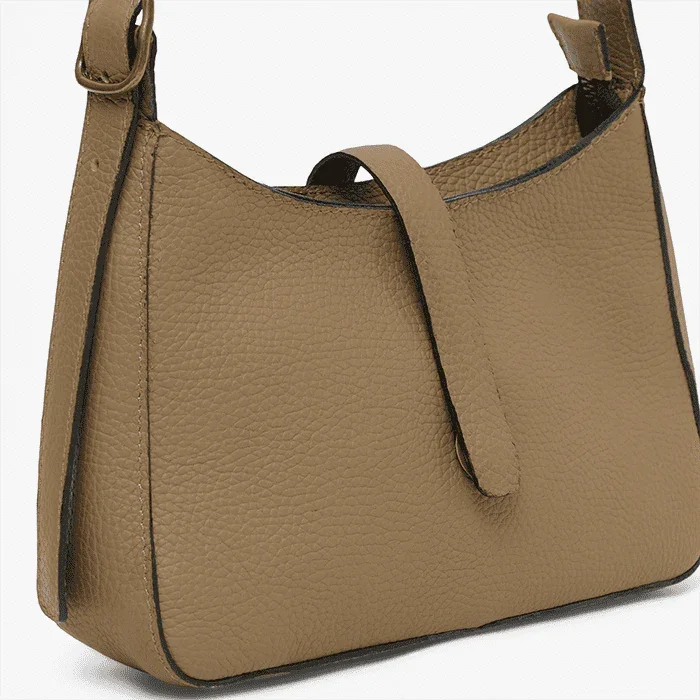 OIive leather mini shoulder Bag on a white background